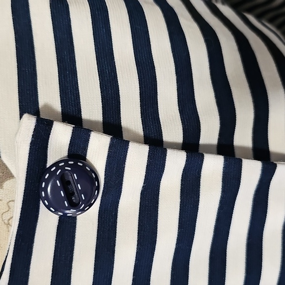 Toni Morgan Navy & White Striped Jacket 3/4 Sleeve - Picture 2 of 6